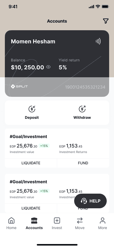 Mobile app screen